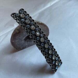Silver Medal And Blue Rhinestone Hair Clip